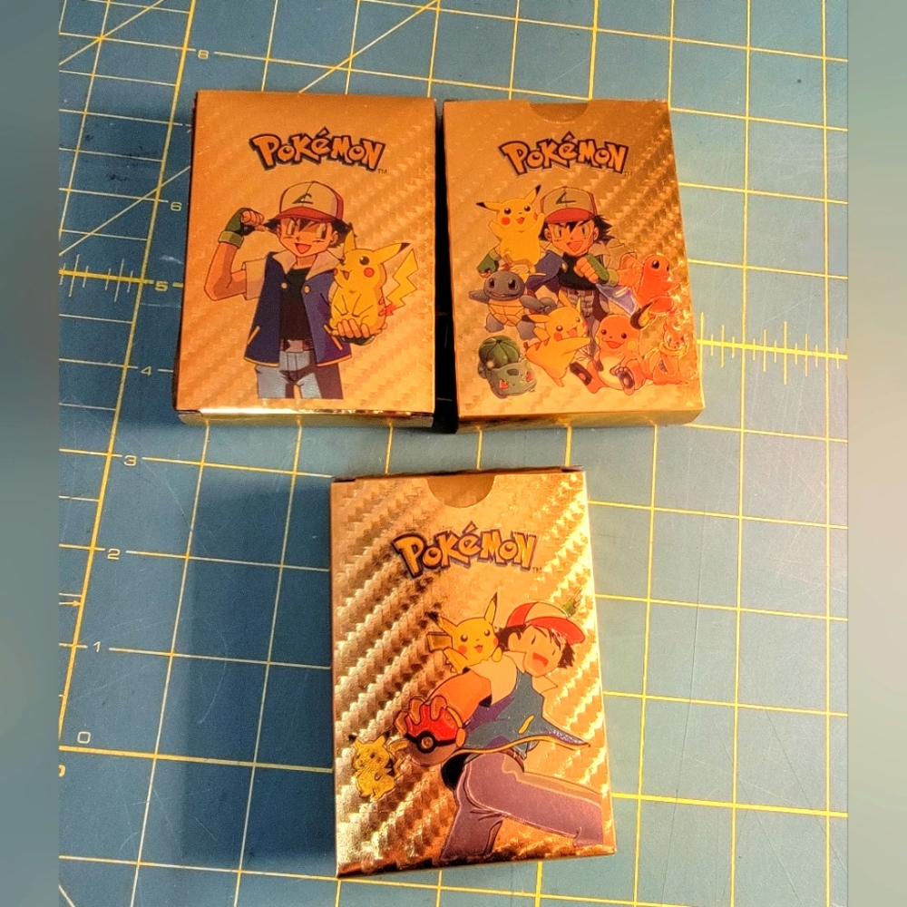 lot of 3 pokemon cards gold foil pack 55 cards each-165 total. unopened